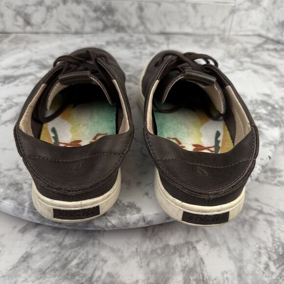 Olukai Women's Pehuea Li Ili Brown Leather Convertible Sneaker Size US8 / EU38 - Picture 9 of 10